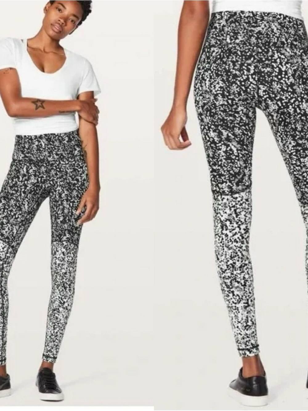 Lululemon High-Rise Black & White Speckle Leggings